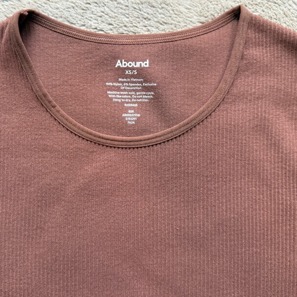 Abound Women's Ribbed Knit Cropped Short Sleeve Top in Brown Size XS\S - Picture 5 of 5